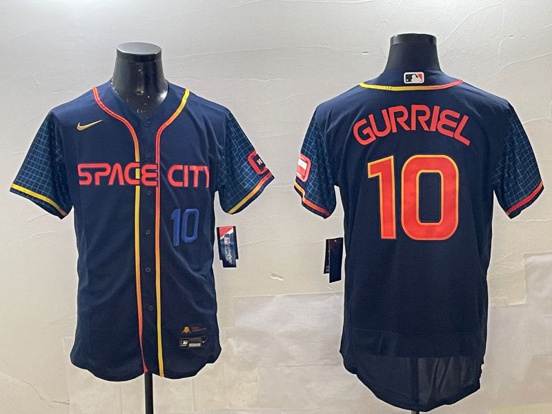 Men Houston Astros #10 Gurriel Blue City Edition Elite 2025 Nike MLB Jersey style 2